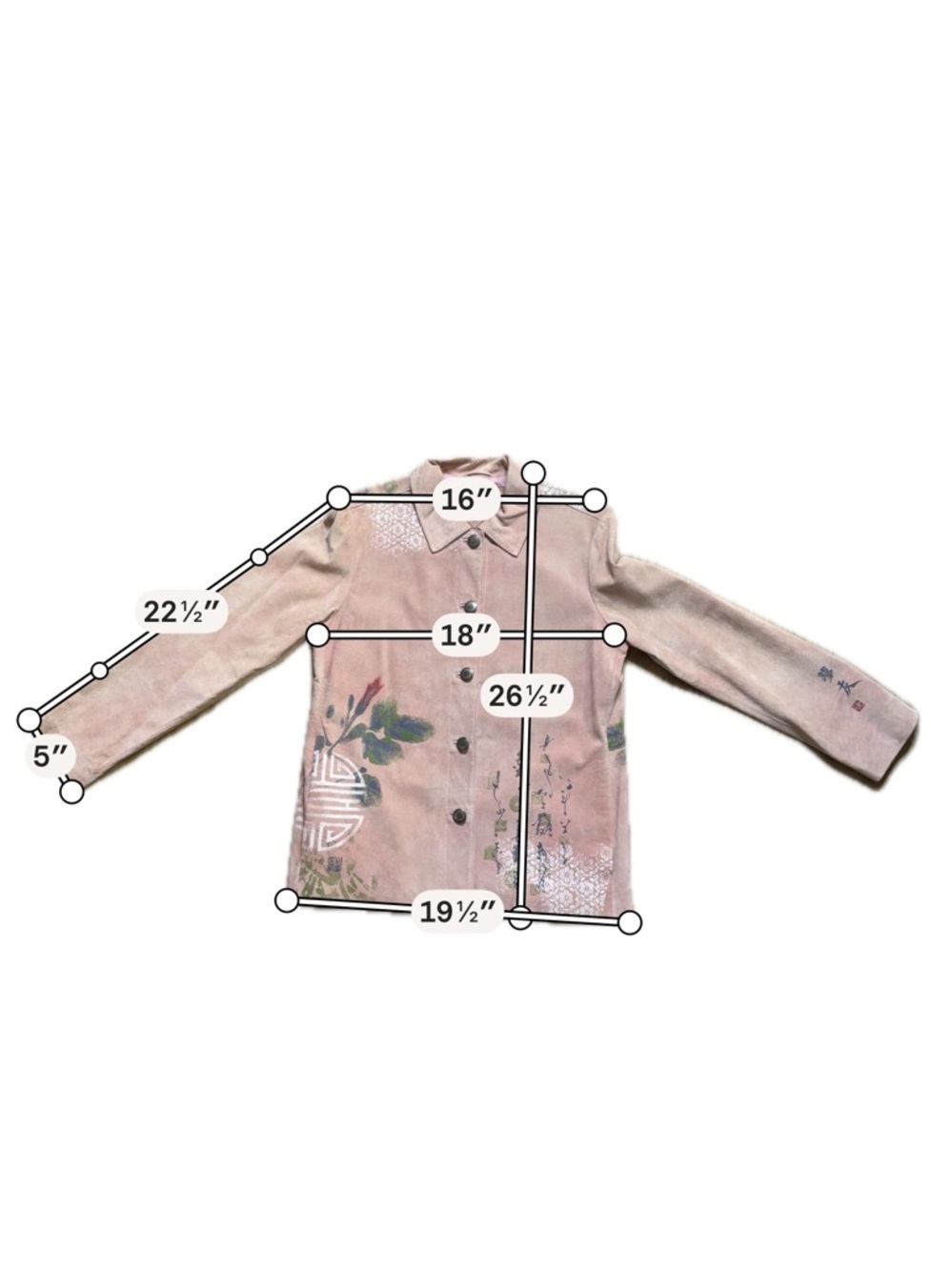 Chico’s Pink Leather Jacket Size 0 Floral Embroidered Button Front Chic - Picture 8 of 8